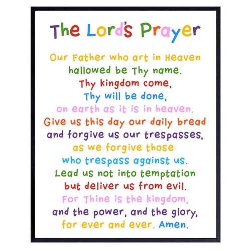 AVOI Lords Prayer Wall Art - Religious Bible Study Scripture Decor for Church, Sunday School Classroom, Baby, Girls Room, Toddler, Boys Bedroom, Nursery - Blessed Christian Gift for Daughter, Son
