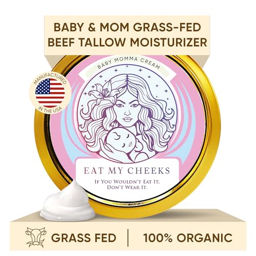 Eat My Face Grass Fed Tallow Cream for Babies & Moms, Organic Beef Tallow for Skin Helps with Diaper Rash, Cradle Cap, Stretch Marks & Eczema, 4.0 oz