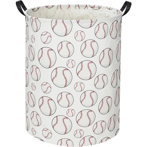 Baseball Kids Laundry Basket Baby Hamper Baseball Toy Storage Bin for Boys Room Decor Baby Nursery Hamper Gift Baskets for Bedroom Bathroom(Baseball)