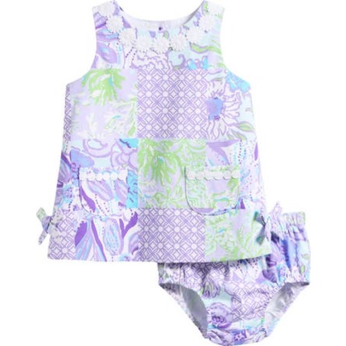 Collage Print Cotton Shift Dress & Bloomers, 6-12M