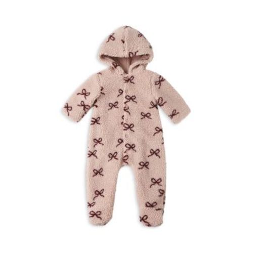 Girls' Bow Print Hooded Fleece Footie - Baby