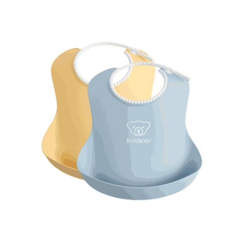 Practical baby bib in soft & comfy plastic, 2-pack | BabyBjörn