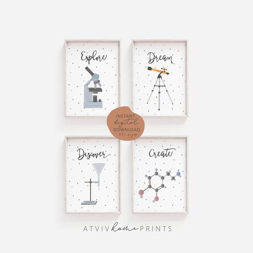 Science art print, nursery science print, science classroom prints, science nursery wall art, biology classroom print,homeschool print set,