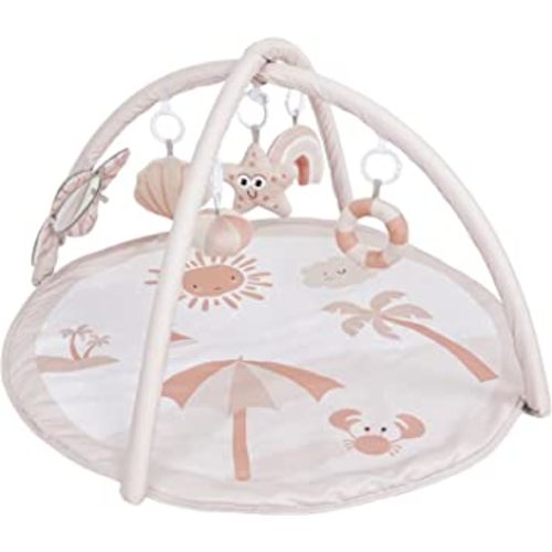 Baby Gym and Infant Play Mat, Sensory and Motor Skill Development Language Discovery Activity Gym, Non Slip Washable Playmats for Babies to Toddlers (Beach Theme)
