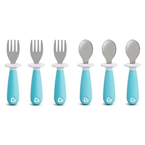 Munchkin® Raise™ Toddler Plastic Fork and Spoon Utensil Set, 6 Pack, Blue - 6 Count (Pack of 1)
