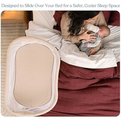 HALO® BassiNest® Lite – Breathable Baby Bassinet Slides Over Bed with Mesh Walls for Airflow & Visibility, Lowering Wall for Easy Access, Portable & Lightweight, Fits Most Beds