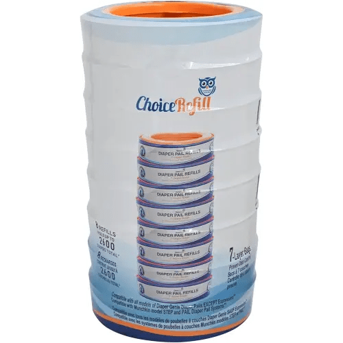 Choice Refill Diaper Pail Refills, Compatible with Diaper Genie Pails, 8-Pack, 2600 Count