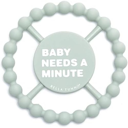 Bella Tunno Happy Teether – Soft & Easy Grip Baby Teether Toy, Silicone Teether Ring to Help Soothe Gums, Non-Toxic and BPA Free, Baby Needs a Minute