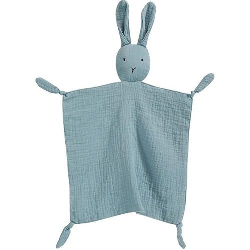 Organic Cotton Muslin Lovey Blanket, Organic Cotton Muslin Bunny Security Blanket Soft & Breathable Lovie Baby Gifts for Boys and Girls