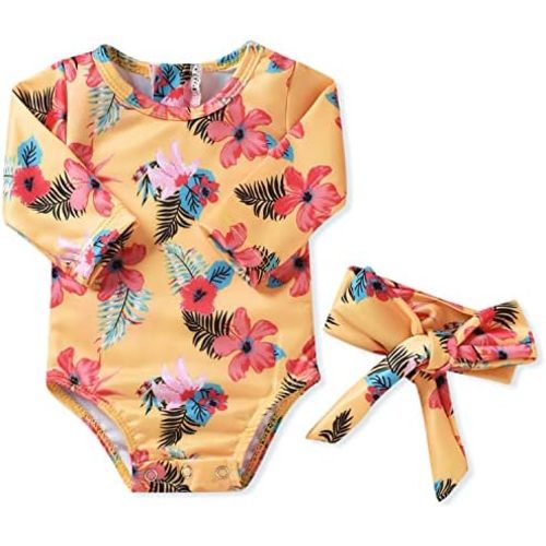 Aalizzwell Baby Girls One Piece Long Sleeve Swimsuit