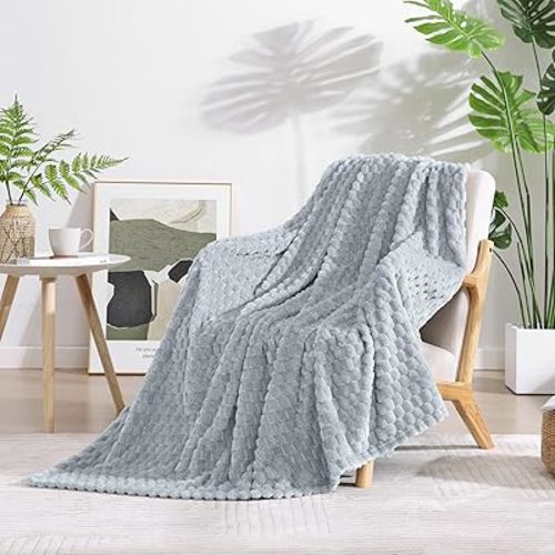 Monbix Haze Blue Fleece Throw Blanket for Couch- Room Decor Soft Cozy Blankets for Women,Lightweight Fleece Flannel Bed Blanket Suitable for All Seasons(50"×60",Haze Blue)
