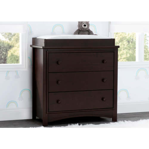 Perry 3 Drawer Dresser with Changing Top and Interlocking Drawers | Delta Children