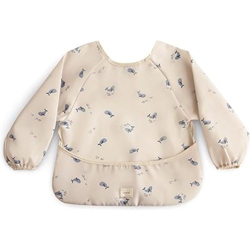 mushie Long Sleeve Baby Bib | Mess Free & Waterproof Fabric for Toddlers | Adjustable Fit for Ages 6-24 Months