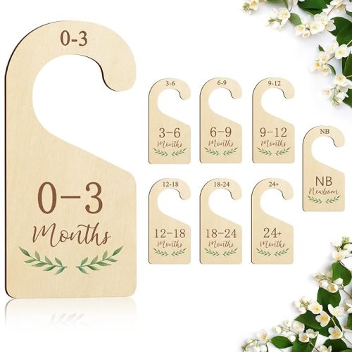 Wooden Baby Closet Dividers,Baby Clothes Dividers For Closet,Baby Closet Organizer Hangers For Nursery,Baby Hangers Size Dividers - Green