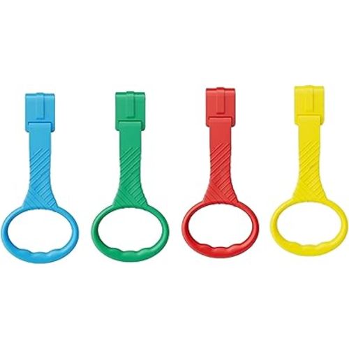 4 Pcs 4 Color Walk Assistant Plastic Crib Pull Rings for Pull Up Rings Cot Hanging Rings for Infant Toddler Practice Tool (4, 7.5 inch)