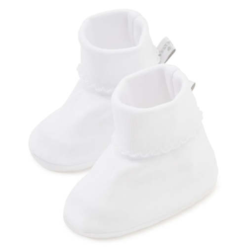 White Kissy Basics Booties - Kissy Kissy -Premium Pima Cotton Baby Clothes