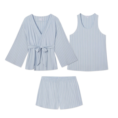 LAKE | Women | DreamModal Pajamas | Seaport Pencil Stripe Kimono Shorts Bundle