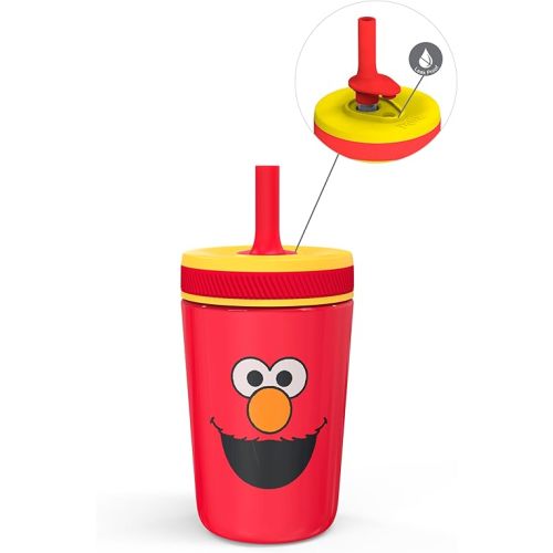 Zak Designs Sesame Street Kelso Toddler Cups For Travel or At Home, 12oz Vacuum Insulated Stainless Steel Sippy Cup With Leak-Proof Design is Perfect For Kids (Elmo)