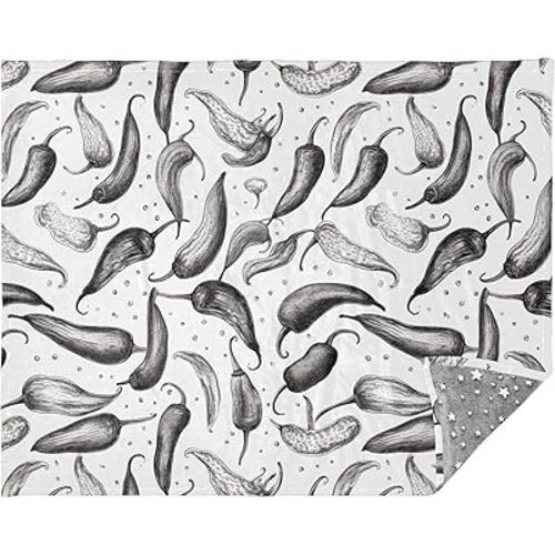 J JOYSAY White Black Chili Peppers Throw Blanket for Couch Fuzzy Blanket Super Soft Bedding Cozy Warm Throws for Travel Bed Chair, 55" x 70"
