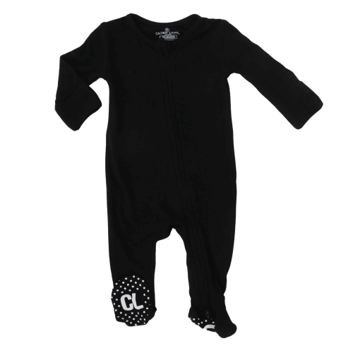 Black Waffle Bamboo Zipper Footie