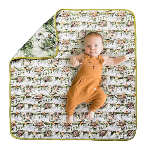 Kinder Cloth Diaper Co Adventure Play Mat - Machine Washable, Reversible, Water-Resistant, Quilted Blanket (Getaway, Mini 36x36)