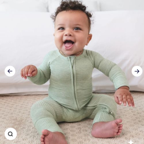 Heather Sage Ribbed Zippy - Little Sleepies