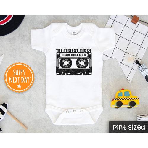 Perfect Mix of Mom and Dad Baby Onesie® - Cute Retro Mixtape Bodysuit