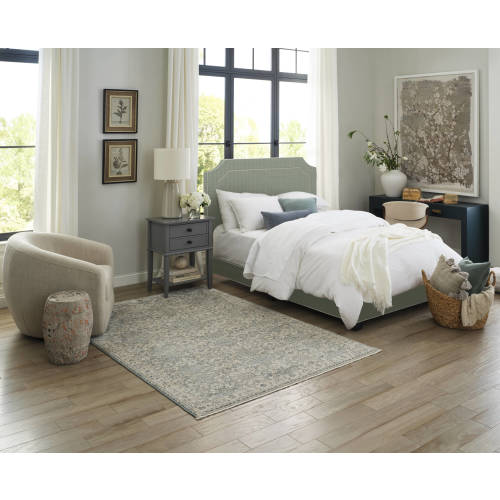 allen + roth Olive Flowers 5 x 8 (ft) Loomed Polyester Green Rectangular Indoor Floral/Botanical Persian Spot clean only Area rug