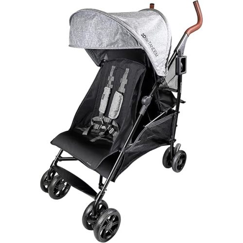 Summer Infant 3Dlite Tandem Folding Lightweight Back to Back Double Stroller with 5-Point Safety Harness for Infants and Toddlers, Black