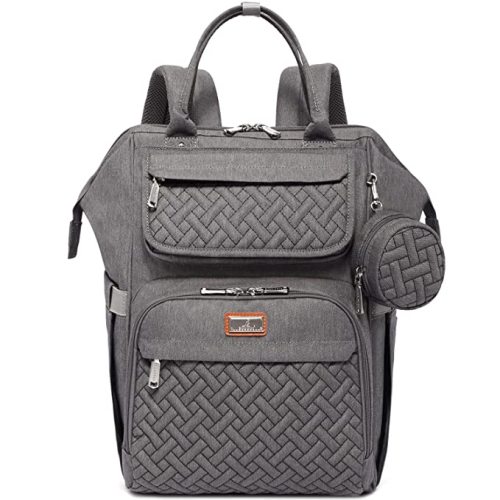 BabbleRoo Diaper Bag Backpack, Multifunction Large Bags with Changing Pad & Stroller Straps & Pacifier Case, Unisex Stylish Travel Back Pack Nappy Changing Bag for Moms Dads (Dark Gray)