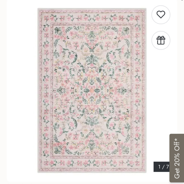 Washable Area Rug, Boho Floral Soft Rugs for Living Room, Non Slip Low Pile Carpet for Bedroom, Dining Room, Nursery