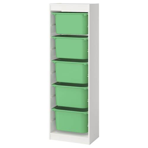 TROFAST Storage combination with boxes - white/bright green 18 1/8x11 3/4x57 1/8 "