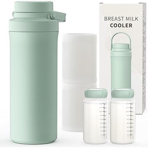 Xaproo 22oz Breast Milk Cooler Bottle, Portable Milk Cooler for Breastmilk with 360° Total Cooling for 24 Hours, Breastmilk Chiller with 2pcs Baby Bottles, Breastfeeding Essentials for Baby, BPA-Free