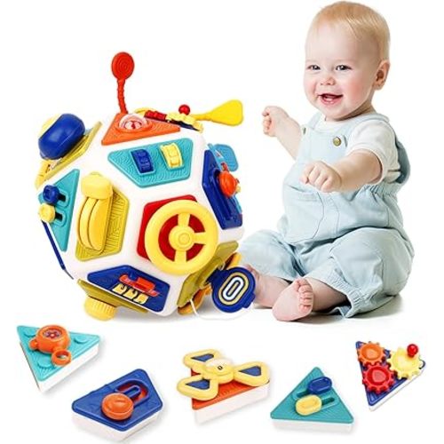 22-in-1 Baby Activity Cube,Montessori Sensory Toy Toddler 1-3, Kid Education Learning Activity Toys, Early Educational Birthday Gift for 1 2 Year Olds Boy Girl (Colorful)