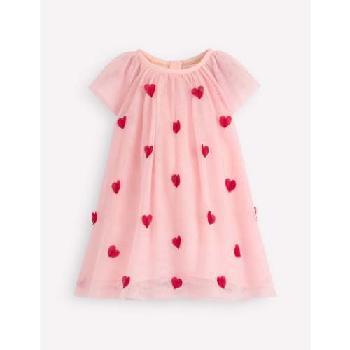 Layered Tulle Dress-Chalk Pink Hearts
