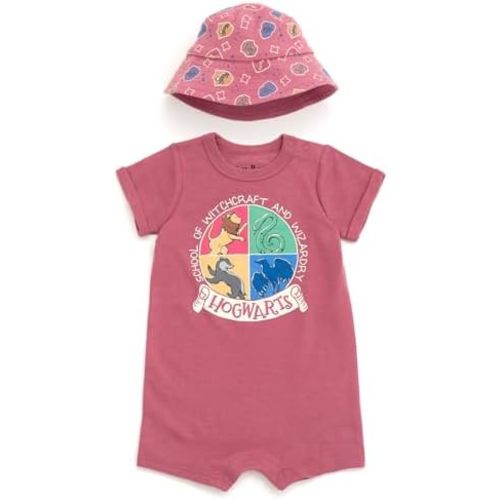 Harry Potter Romper and Bucket Sun Hat Outfit Set Newborn to Toddler Sizes (Newborn - 4T)