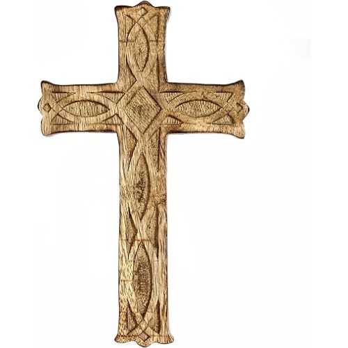 Hosley Wooden Cross 8 Inch - Cross My Heart Hand Carved Jesus Ideal Gift or Decoration for Home, Weddings, Parties, Spa, Meditation, Office, Dorm, Home Decor