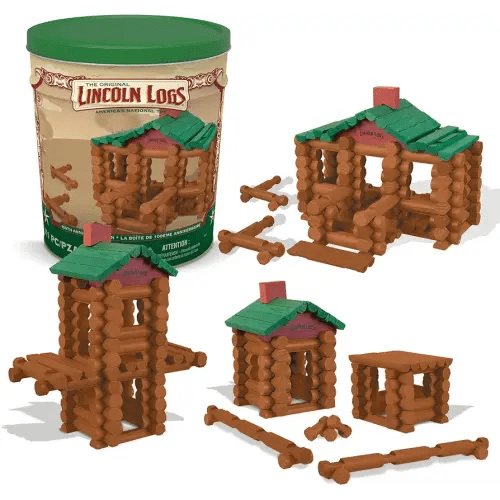 Lincoln Logs – 100th Anniversary Tin, 111 Pieces, Real Wood Logs - Ages 3+ - Best Retro Building Gift Set For Boys/Girls - Creative Construction Engineering - Preschool Education Toy