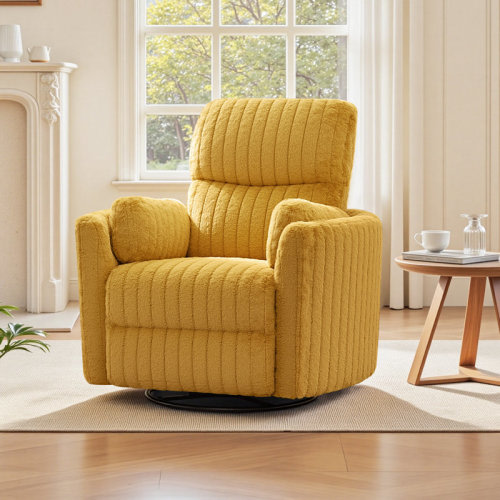 Charlton Home® 40″ Wide Power Swivel Recliner with USB Charging – Corduroy Rocking Barrel Chair & Reviews | Wayfair