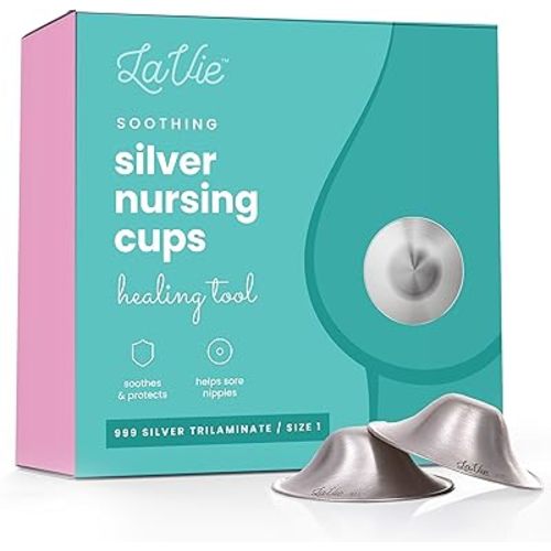 LaVie Silver Nursing Cups, Soothing Protection for Nursing Nipples of Newborns, Calming Relief for Breastfeeding Moms, 999 Silver Trilaminate All Natural (Size 1)