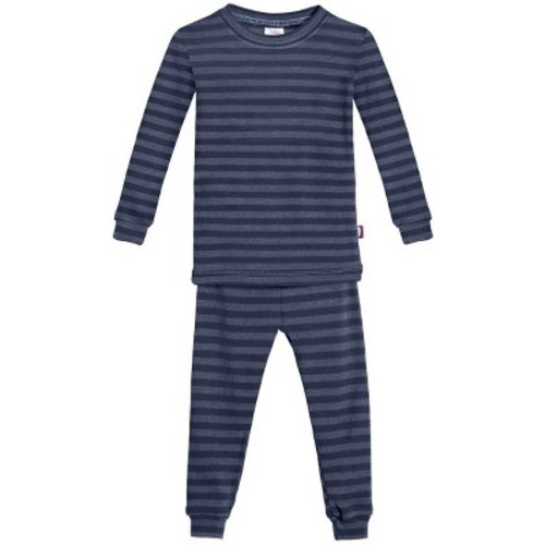 City Threads USA-Made Striped Boys and Girls Soft Pajama Set, Color: Midnight blue, Size: 9-12m