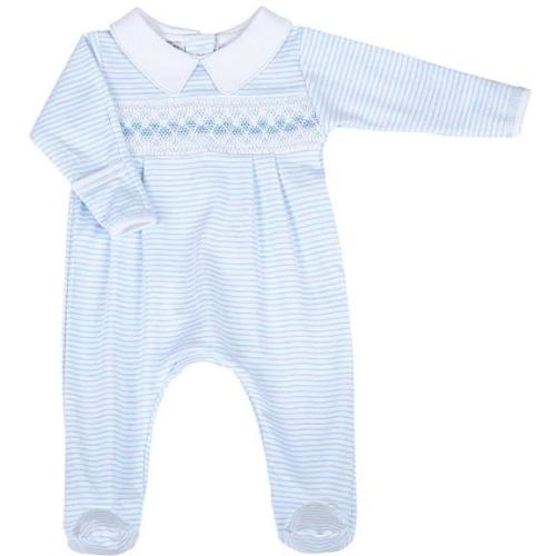 Lilly and Logan Smocked Footie- Blue