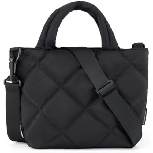 BAGSMART Crossbody Bags for Women, Quilted Grid Puffer Tote Bag, Handbag Shoulder Bag Small Purse for women