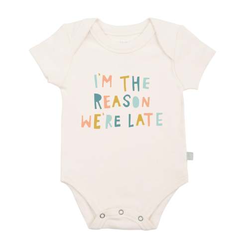 Organic Baby Onesie - Why We're Late | 100% Cotton | Finn + Emma
