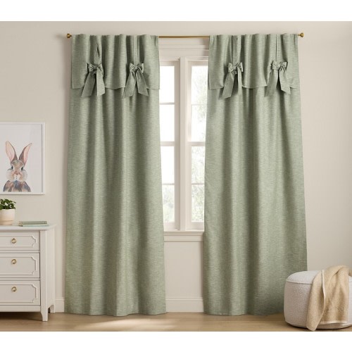 Evelyn Linen-Blend Bow Valance Blackout Curtain