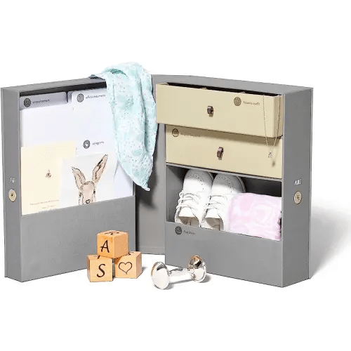 Savor | Baby Keepsake Organizer Box | The Original Fabric Acid-Free Modern Minimalist Gender-neutral Memory Box with Labels | For Pregnancy, Mother’s Day, Baby Shower, New Baby Girl Baby Boy Gifting