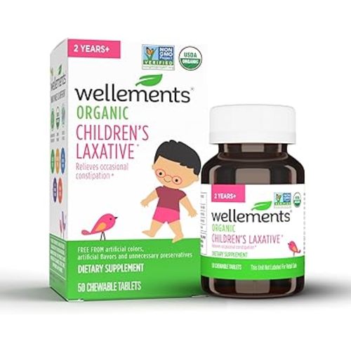 Wellements Organic Children's Laxative, Gentle Constipation Relief for Kids, Made with Organic Senna Leaf, USDA Certified Organic and Non-GMO, Free from Gluten, Artificial Colors and Flavors, Ages 2+