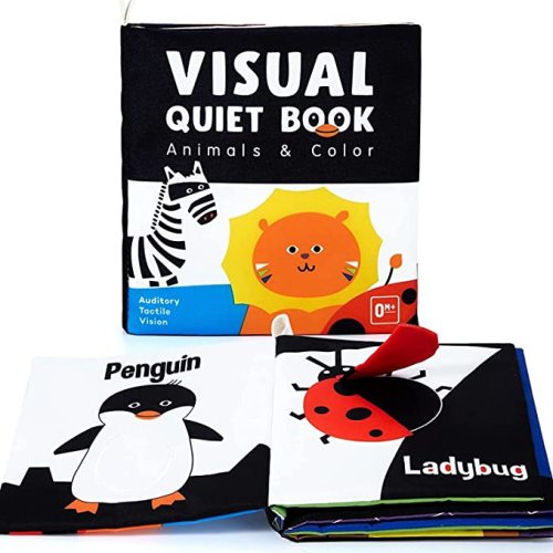 beiens Soft Baby Books, High Contrast Black and White Books NonToxic Fabric Touch and Feel Crinkle Cloth Books Early Educational Stimulation Toys for Infants Toddlers, Baby Girl & Baby Boy Gift Animal - Animal Theme