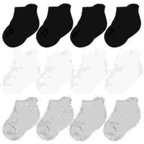 CozyWay Baby Socks Ankle Comfy Cotton Socks For Girls and Boys Babies No Show Infant - 0-6 Months Unisex Black, Gray, White - 12 Pack