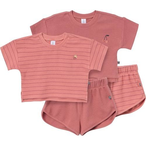 Modern Moments by Gerber Baby Girls 4-piece Set (2 Boxy Crop Tops & 2 Dolphin Shorts)